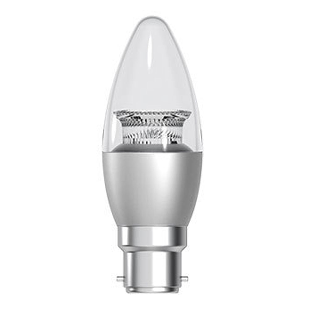 GE LED Candle B35 6W BC Clear Very Warm White Dimmable